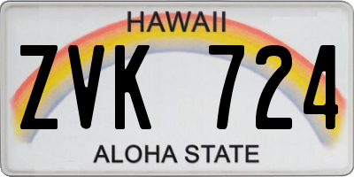 HI license plate ZVK724