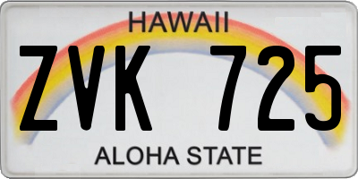 HI license plate ZVK725