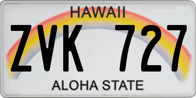 HI license plate ZVK727