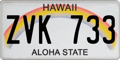 HI license plate ZVK733