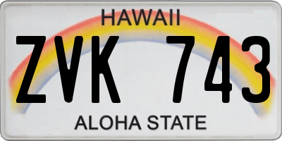 HI license plate ZVK743