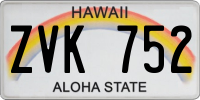 HI license plate ZVK752