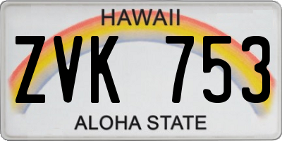 HI license plate ZVK753