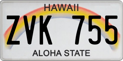 HI license plate ZVK755