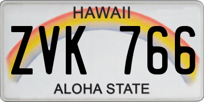 HI license plate ZVK766