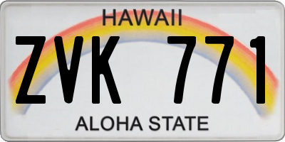 HI license plate ZVK771