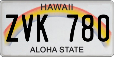 HI license plate ZVK780
