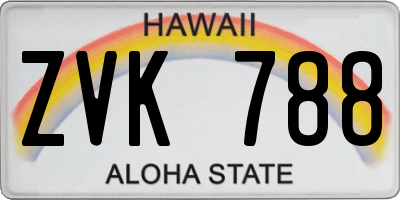 HI license plate ZVK788
