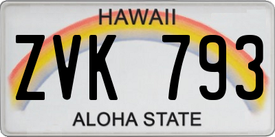 HI license plate ZVK793