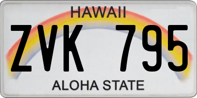HI license plate ZVK795