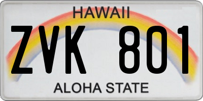 HI license plate ZVK801