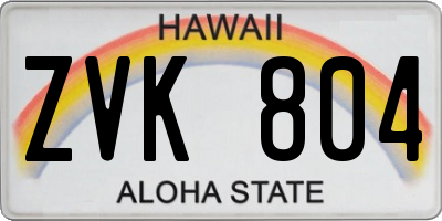 HI license plate ZVK804