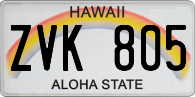 HI license plate ZVK805