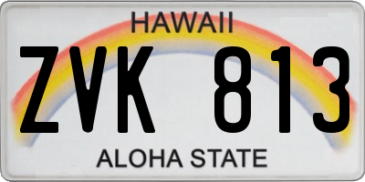 HI license plate ZVK813