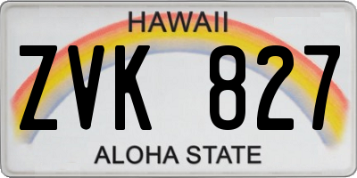 HI license plate ZVK827