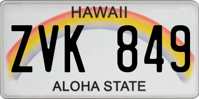HI license plate ZVK849