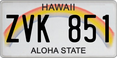 HI license plate ZVK851