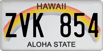 HI license plate ZVK854