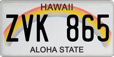 HI license plate ZVK865