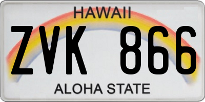 HI license plate ZVK866
