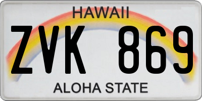 HI license plate ZVK869