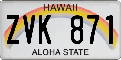 HI license plate ZVK871