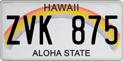 HI license plate ZVK875