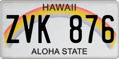 HI license plate ZVK876