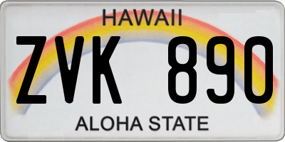 HI license plate ZVK890