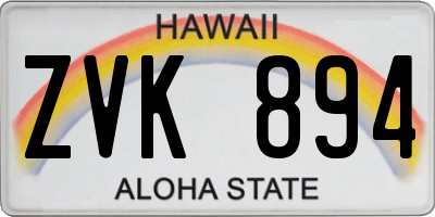 HI license plate ZVK894