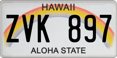 HI license plate ZVK897