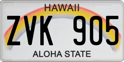 HI license plate ZVK905