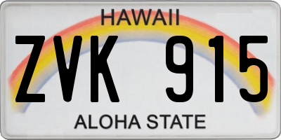 HI license plate ZVK915