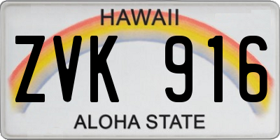 HI license plate ZVK916