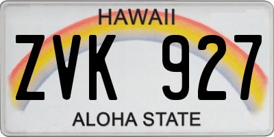 HI license plate ZVK927