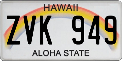 HI license plate ZVK949