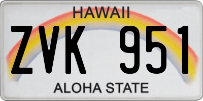 HI license plate ZVK951
