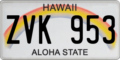 HI license plate ZVK953
