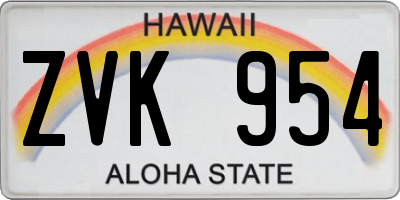 HI license plate ZVK954