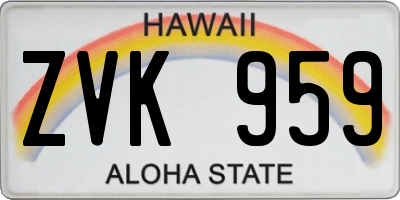 HI license plate ZVK959