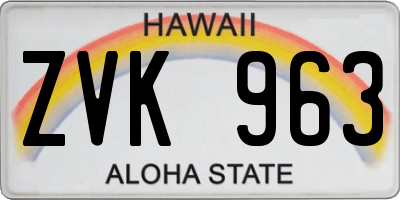 HI license plate ZVK963