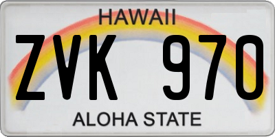 HI license plate ZVK970