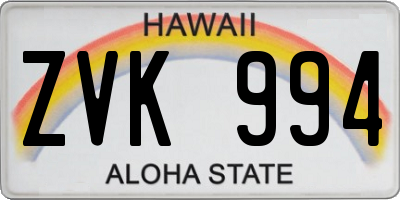 HI license plate ZVK994