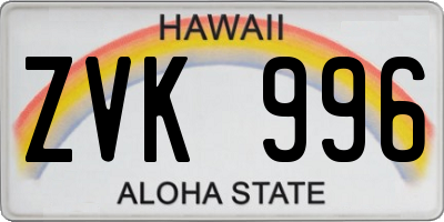 HI license plate ZVK996