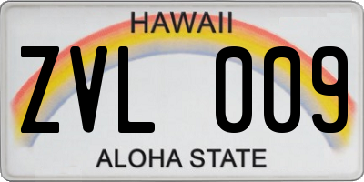 HI license plate ZVL009