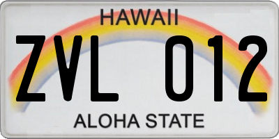 HI license plate ZVL012