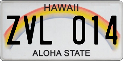 HI license plate ZVL014