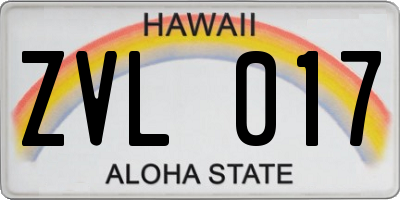 HI license plate ZVL017