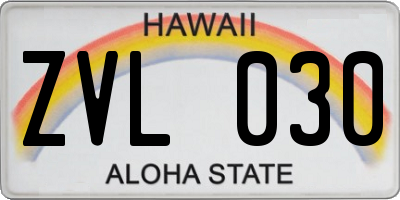 HI license plate ZVL030