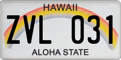 HI license plate ZVL031